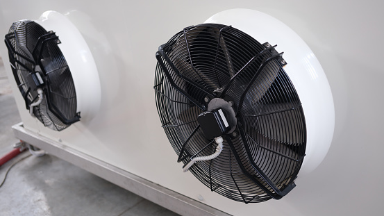Large industrial air conditioner with high cooling capacity. Air conditioning fan concept