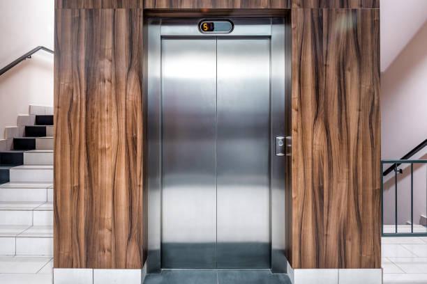 New elevator in comfortable building stock photo