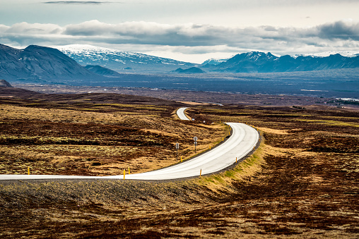 Curvy road in Iceland wilderness