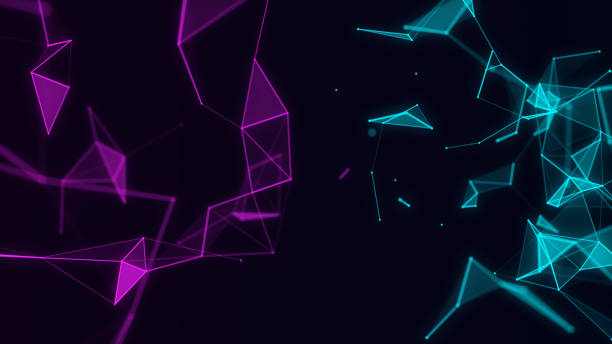 istock Business futuristic backdrop. Network connection structure cyberspace with moving particles. Abstract cyber security background. 3D rendering. 1414943384