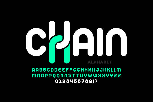 Modern font design, chain alphabet vector art illustration