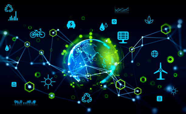 istock Earth hologram and eco energy hud, technology and resources 1414946513