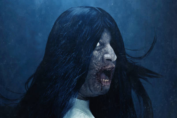 istock Scary ghost woman on dark background 1414949641