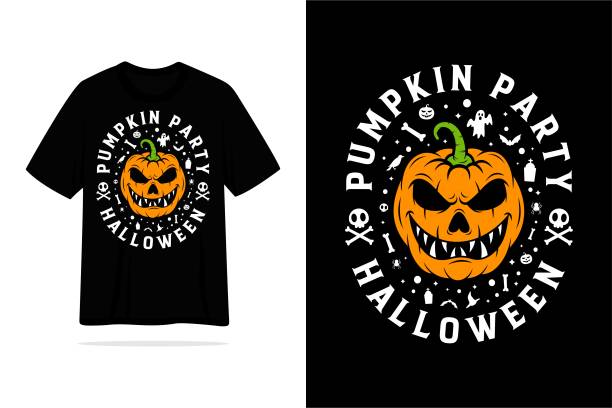istock Halloween pumpkin party tshirt vintage style design illustration 1414951307
