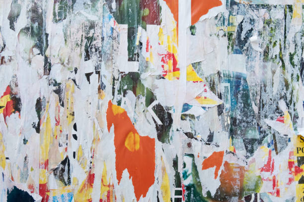 istock Torn and messy street poster collage background 1414952106