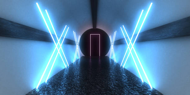 istock 3D abstract background with neon lights. neon tunnel .space construction . .3d illustration 1414958880