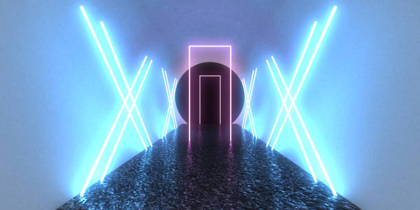 istock 3D abstract background with neon lights. neon tunnel .space construction . .3d illustration 1414958881