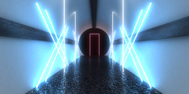 istock 3D abstract background with neon lights. neon tunnel .space construction . .3d illustration 1414958885