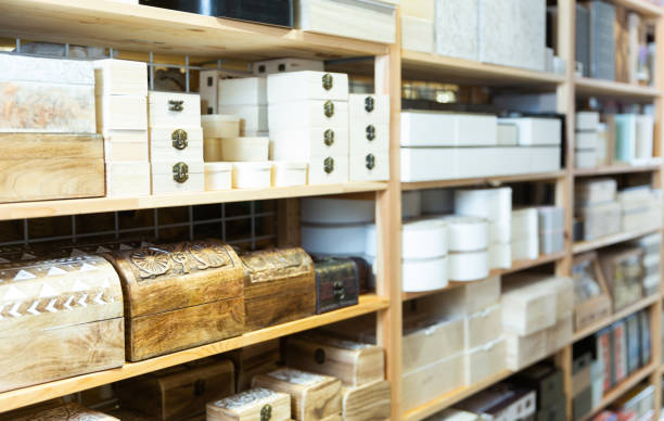 istock Wooden boxes and trunks in storage 1414960510