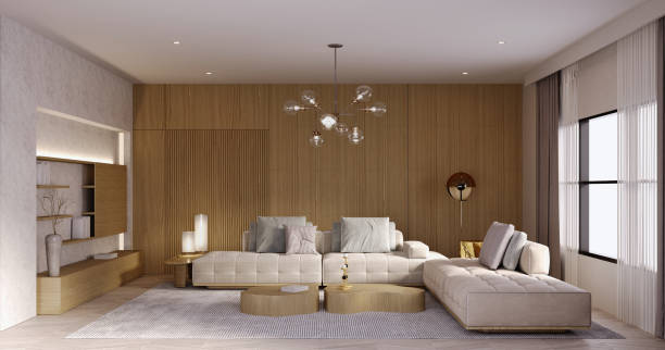 istock 3d rendering,3d illustration, Interior Scene and  Mockup,living room interior render,sofa on wall. 1414961134