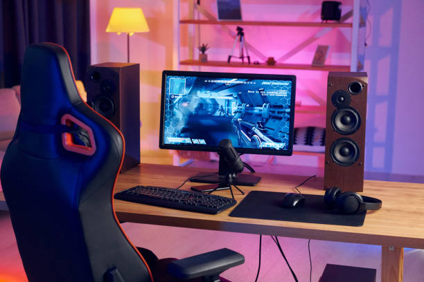 istock PC at home with shooter game launched on. FPS experience virtual reality 1414962517