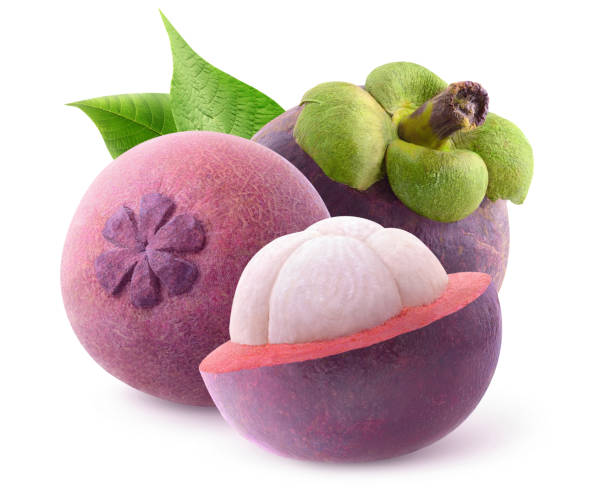 istock Cut mangosteen fruits isolated on white background 1414962800