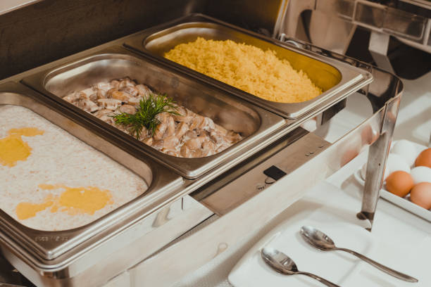 istock Buffet trays with a various breakfast hotel meals 1414963742