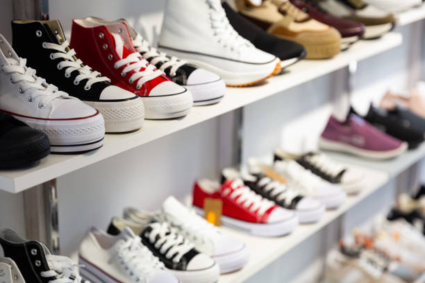 istock Keds in shoe shop 1414963981