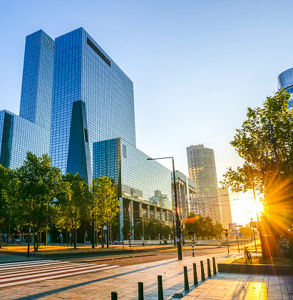 Sunrise in the centre of Rotterdam, The Netherlands.