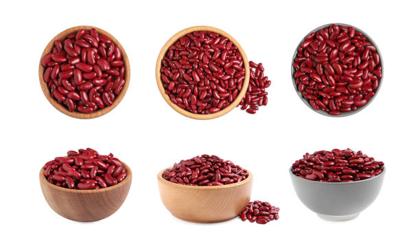 istock Set with raw red kidney beans on white background 1414969576