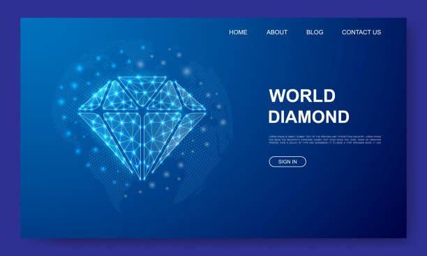 diamond 3d low poly website vorlage. brillantes design-illustrationskonzept. polygonales schmucksymbol für zielseite, werbeseite. - diamantschmuck grafiken stock-grafiken, -clipart, -cartoons und -symbole