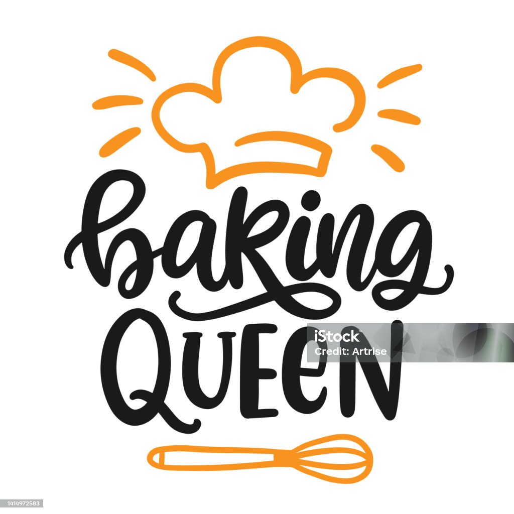 Cooking Queen Vector Baking Queen Logo Master Chef Hand Written Lettering Emblem With Cooker ...
