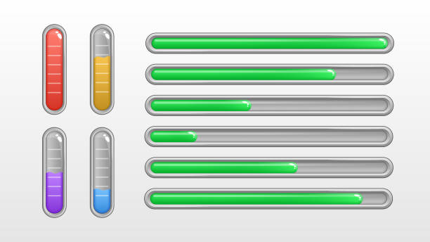 pasek zasobów ustawiony dla interfejsu użytkownika gier. szablon sieci web dla gier wideo - control panel power switch video game stock illustrations