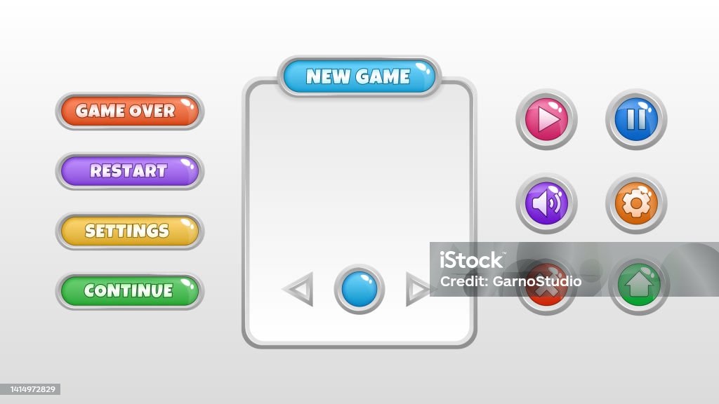 Contoh Menu Setting Game Game Menu Template Restart Settings Continue Gaming Interface Stock ...