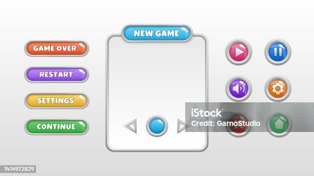 Contoh Menu Setting Game Game Menu Template Restart Settings Continue Gaming Interface Stock ...