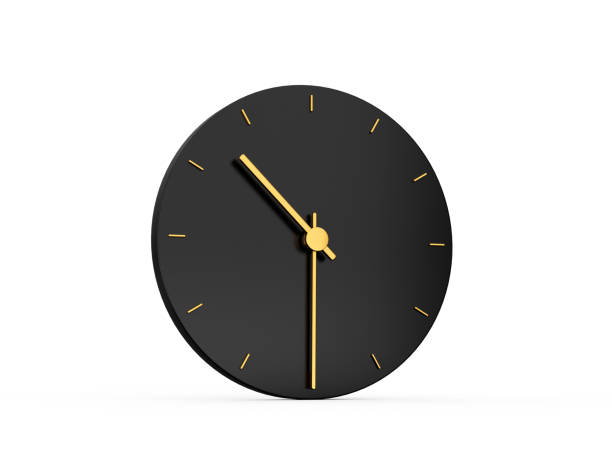 istock Premium Gold Clock icon isolated half past ten o clock black icon 10:30 or 22:30 o'clock Time icon 3d illustration 1414973159