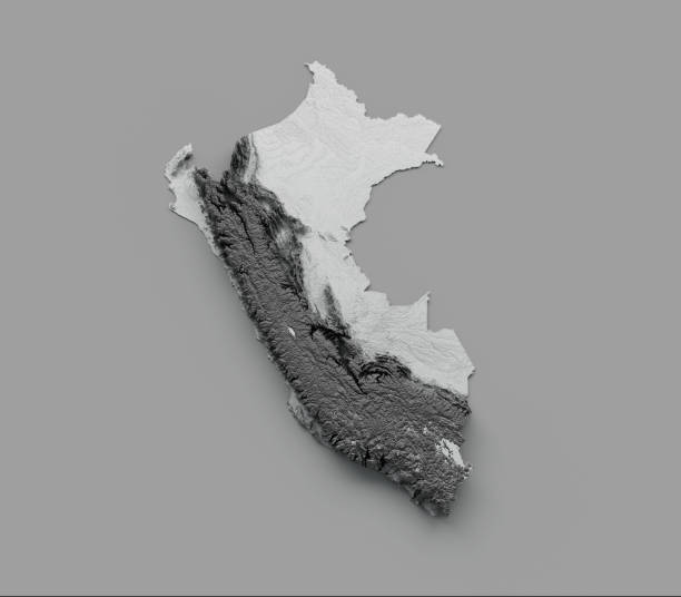 istock Peru Map Flag Shaded relief Color Height map on white Background 3d illustration 1414973262