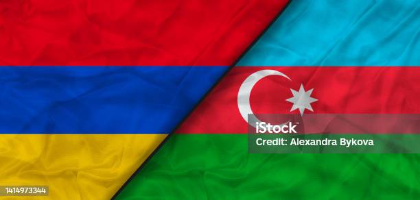 The Flags Of Azerbaijan And Armenia News Reportage Business Background 3d Illustration Stock Photo - Download Image Now