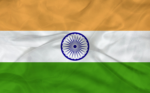 Indian flag waving full frame. India background texture.