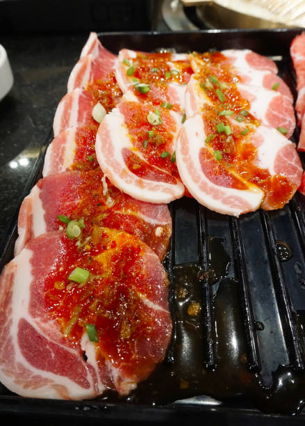 istock Raw meat for BBQ in black tray 1414974654