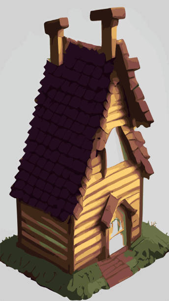 istock Illustration of a cartoon country house in spring or summer. 1414976803