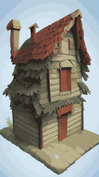 istock Illustration of a cartoon country house in spring or summer. 1414977591