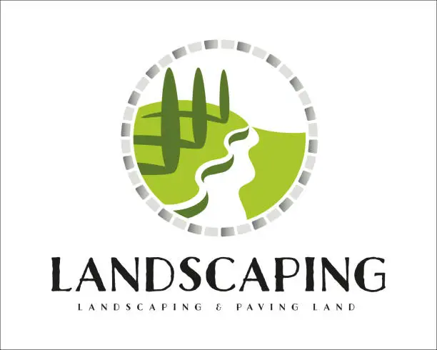 Vector illustration of Landscaping and paving land symbol