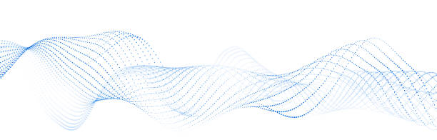 istock Wave of flowing particles on a white background. Abstract backdrop with dynamic elements of waves and dots. 3d 1414981380