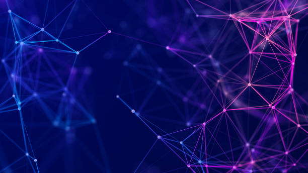istock Colored polygonal structure. Beautiful illustration with connected dots and lines. Digital network background. 3D 1414981435