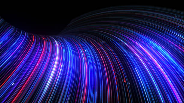 istock Colourful abstract neon background space and time strings, highway night lights. Ultra violet rays, glowing lines, virtual reality, speed of light. 1414981518