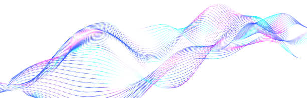 istock Colorful wave of streaming particles on a white background. Abstract background with dynamic elements of waves. 3d 1414983982