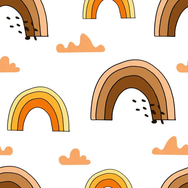 Vector illustration of Vector children's pattern with a rainbow