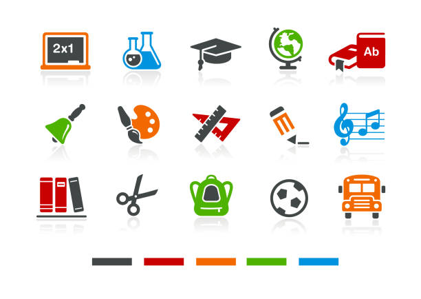 School Education Icons - Color Series Color icon set for designers. junior high stock illustrations