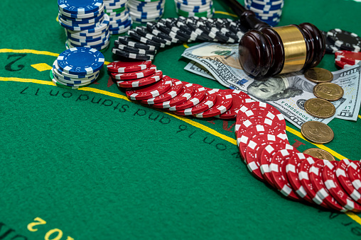 casino betting chips on poker table gambling big win