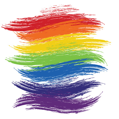 Brush stoke Pride Flag on a transparent base (you can put this over any color background). The brushes are 'live' and available in the brushes palette in Illustrator.