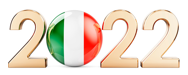 2022 with Irish flag, 3D rendering isolated on white background