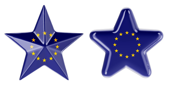 Stars with the EU flag, 3D rendering isolated on white background