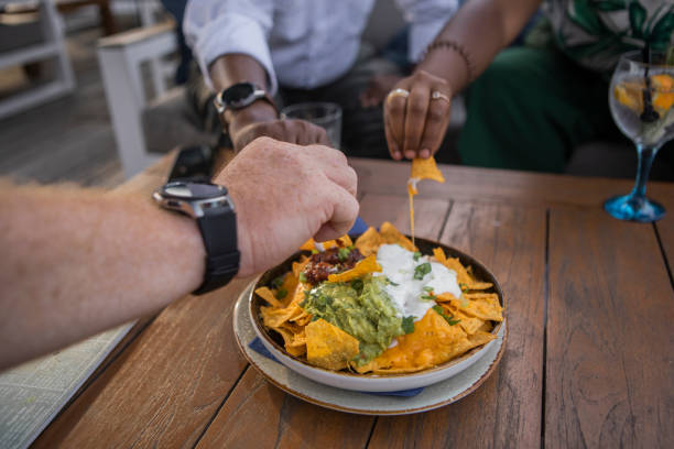 Sharing Vegan Nachos restaurant food