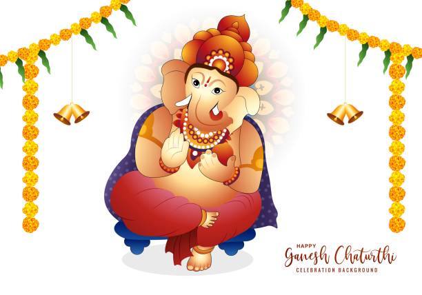 piękna ilustracja lorda ganesh chaturthi tło karty świątecznej - happy stock illustrations
