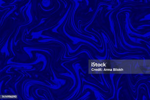 Background Marble Navy Blue Abstract Wave Sea Foam Water Pattern Ink Mixing Liquid Cloud Smoke Fog Steam Lighting Texture Watercolor Backdrop Stock Photo - Download Image Now