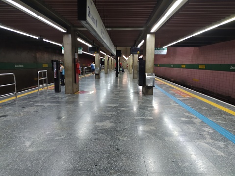 Facilities of Brooklin subway station, shot in Sao Paulo city, SP state, Brazil.