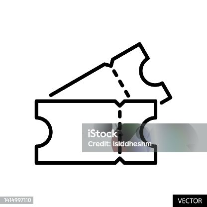 istock Tickets, Pass vector icon in line style design isolated on white background. Editable stroke. 1414997110