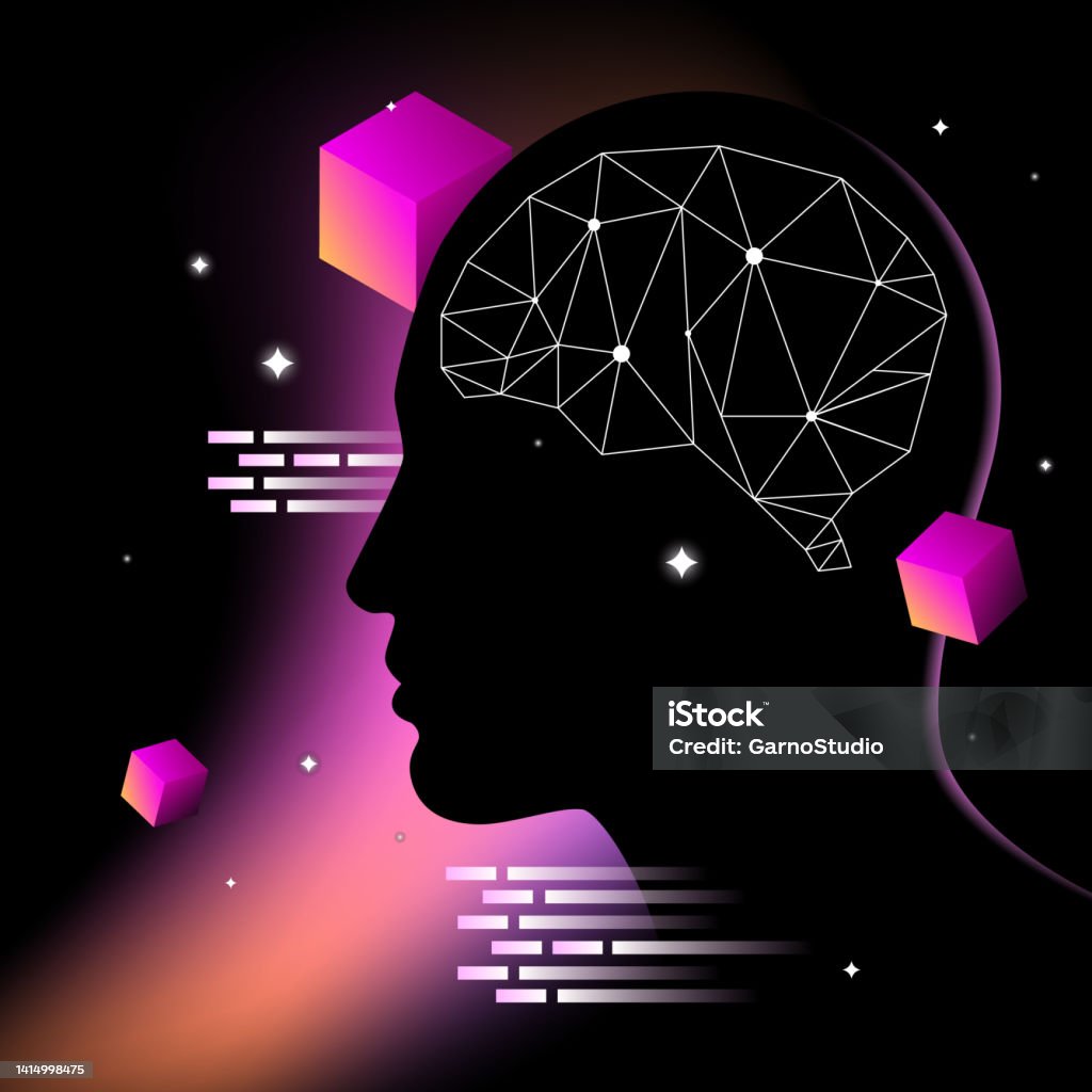 Machine Learning Illustration Human Brain Graphics Abstract Elements ...
