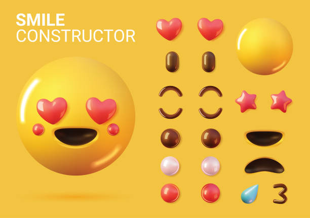 3d 벡터 스마일 세트. - emoticon stock illustrations